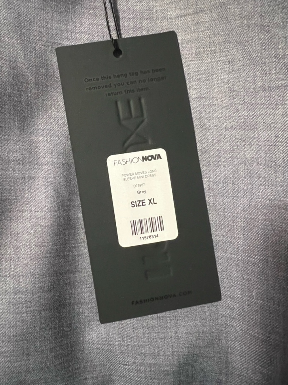 Fashion Nova Grey Long Sleeve Dress